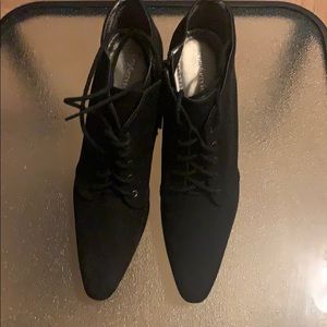 Black suede bootie with heel